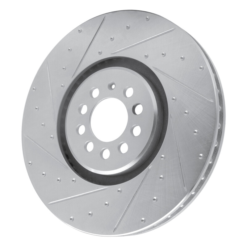 Audi TT Quattro Brake Rotor (1) - Front Left - R1 Concepts - Drilled & Slotted - Silver - `04-`06